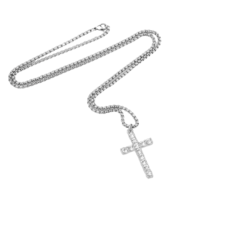 Silver cross chain 60cm